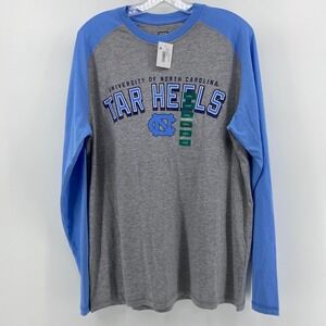 ProEdge UNC Tar Heels Long Sleeve Raglan Shirt Gray Blue Large NWT